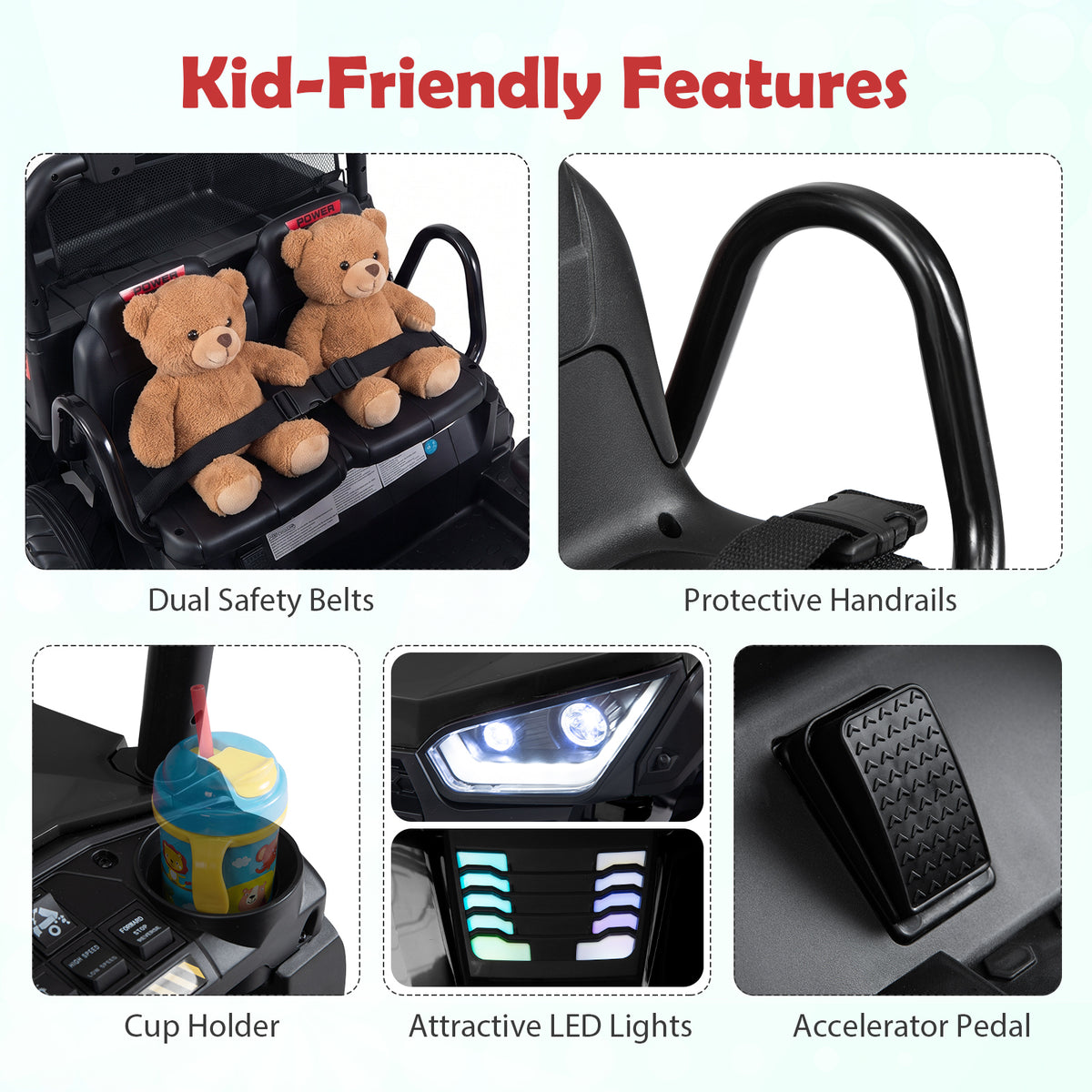 24V 2-Seater Ride on Dump Truck, 4WD Kids Ride on Car