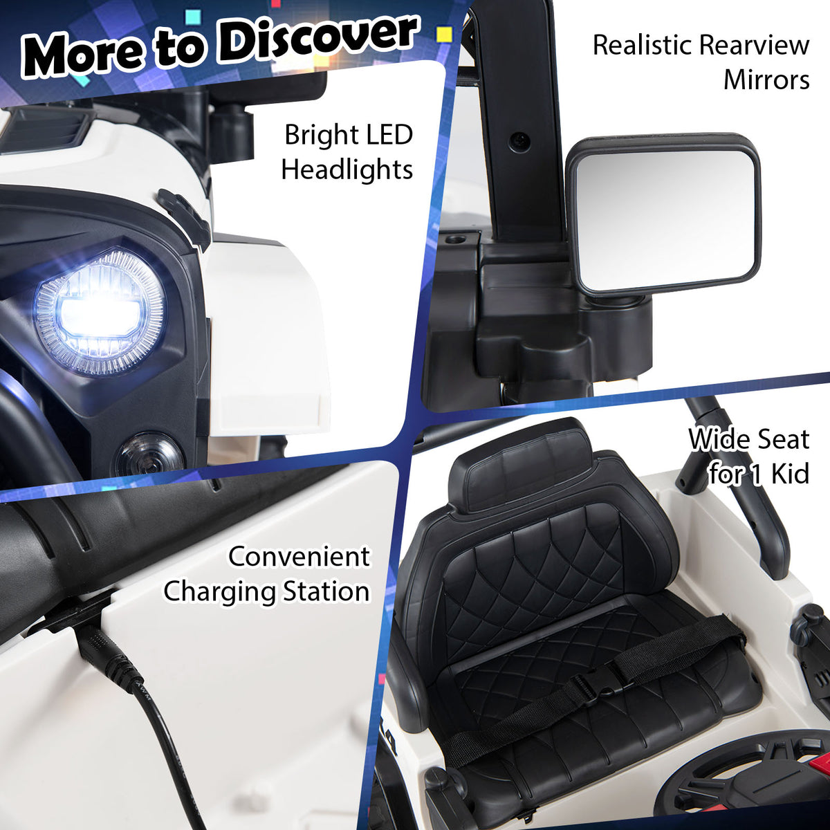 Kids Ride on Truck, 12V Electric Toy Vehicle w/ Remote Control, 3 Speeds, LED Lights, Horn, Music, Story, USB, AUX