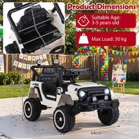Kids Ride on Truck, 12V Electric Toy Vehicle w/ Remote Control, 3 Speeds, LED Lights, Horn, Music, Story, USB, AUX