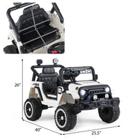 Kids Ride on Truck, 12V Electric Toy Vehicle w/ Remote Control, 3 Speeds, LED Lights, Horn, Music, Story, USB, AUX