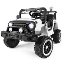 Kids Ride on Truck, 12V Electric Toy Vehicle w/ Remote Control, 3 Speeds, LED Lights, Horn, Music, Story, USB, AUX