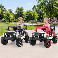 Kids Ride on Truck, 12V Electric Toy Vehicle w/ Remote Control, 3 Speeds, LED Lights, Horn, Music, Story, USB, AUX
