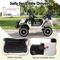 Kids Ride on Truck, 12V Electric Toy Vehicle w/ Remote Control, 3 Speeds, LED Lights, Horn, Music, Story, USB, AUX