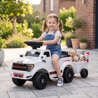 Kids Ride On Push Car w/Detachable Trailer & Truck Engine Toy