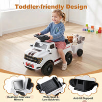 Kids Ride On Push Car w/Detachable Trailer & Truck Engine Toy