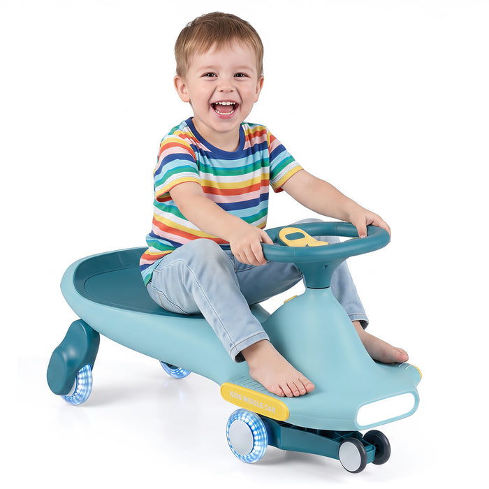 Wiggle Car for Kids w/ LED Flashing Wheels, Music, Horn