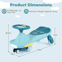 Wiggle Car for Kids w/ LED Flashing Wheels, Music, Horn