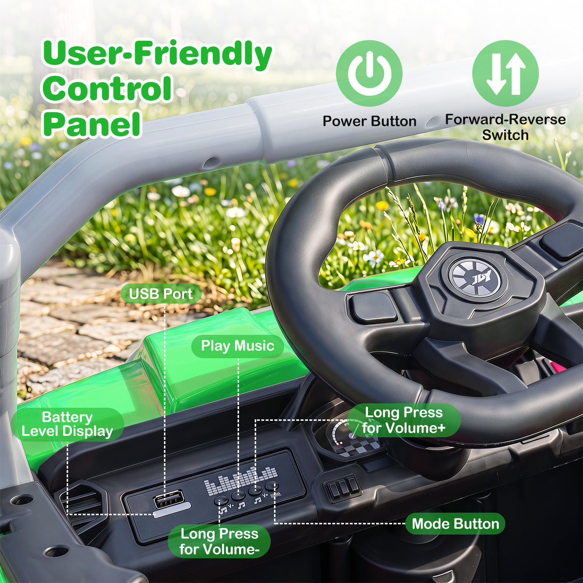 12V Kids Ride on Car with Dual 50W Motors and Remote Control