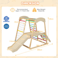 6-in-1 Indoor Jungle Gym, Kids Wooden Playground