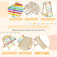 6-in-1 Indoor Jungle Gym, Kids Wooden Playground