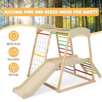 6-in-1 Indoor Jungle Gym, Kids Wooden Playground