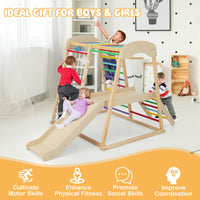 6-in-1 Indoor Jungle Gym, Kids Wooden Playground