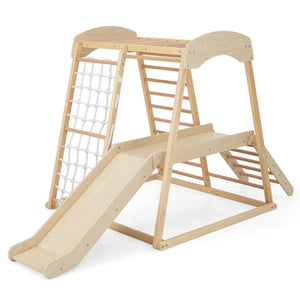 6-in-1 Indoor Jungle Gym, Kids Wooden Playground