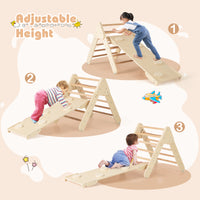 Kids Triangle Climbing Toys Set, 5 in 1 Toddler Wooden Climbing Gym Arch Rocking Playset