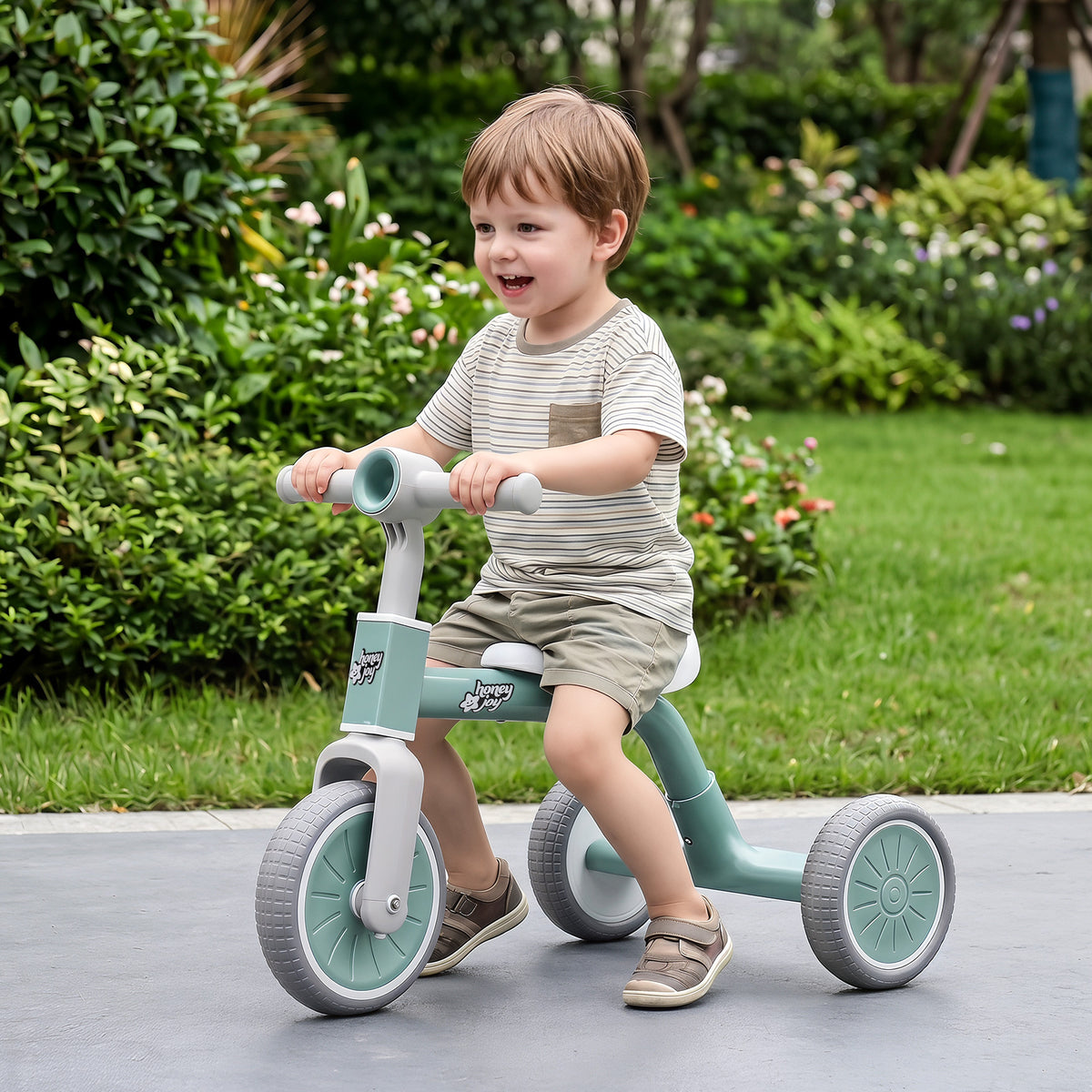 onvertible Kids Tricycle, Toddler Trike with 86° Limited Steering Angle, Carbon Steel Frame, Removable Pedals & Detachable Storage Basket