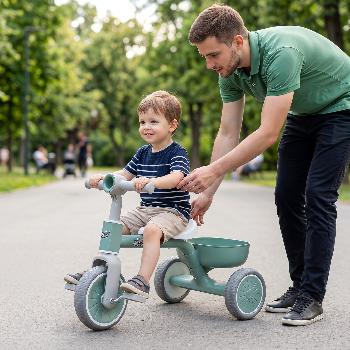 onvertible Kids Tricycle, Toddler Trike with 86° Limited Steering Angle, Carbon Steel Frame, Removable Pedals & Detachable Storage Basket