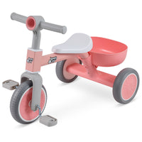 onvertible Kids Tricycle, Toddler Trike with 86° Limited Steering Angle, Carbon Steel Frame, Removable Pedals & Detachable Storage Basket