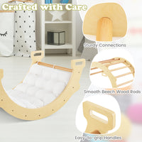 Kids Climber Arch Rocker with Cushion, 4-In-1 Convertible Wooden Arch Climbing Ladder