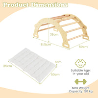 Kids Climber Arch Rocker with Cushion, 4-In-1 Convertible Wooden Arch Climbing Ladder