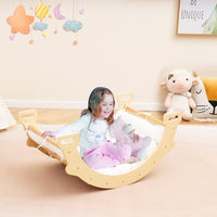 Kids Climber Arch Rocker with Cushion, 4-In-1 Convertible Wooden Arch Climbing Ladder