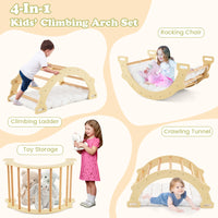 Kids Climber Arch Rocker with Cushion, 4-In-1 Convertible Wooden Arch Climbing Ladder