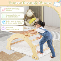 Kids Climber Arch Rocker with Cushion, 4-In-1 Convertible Wooden Arch Climbing Ladder