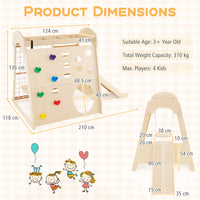 8-in-1 Indoor Jungle Gym, Wooden Playground with Climbing Wall