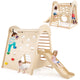 8-in-1 Indoor Jungle Gym, Wooden Playground with Climbing Wall