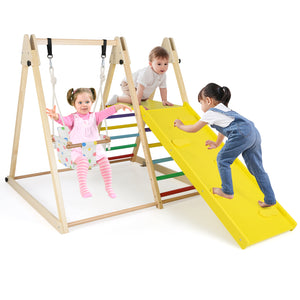 4-in-1 Indoor Jungle Gym, Indoor Playground with Baby Swing