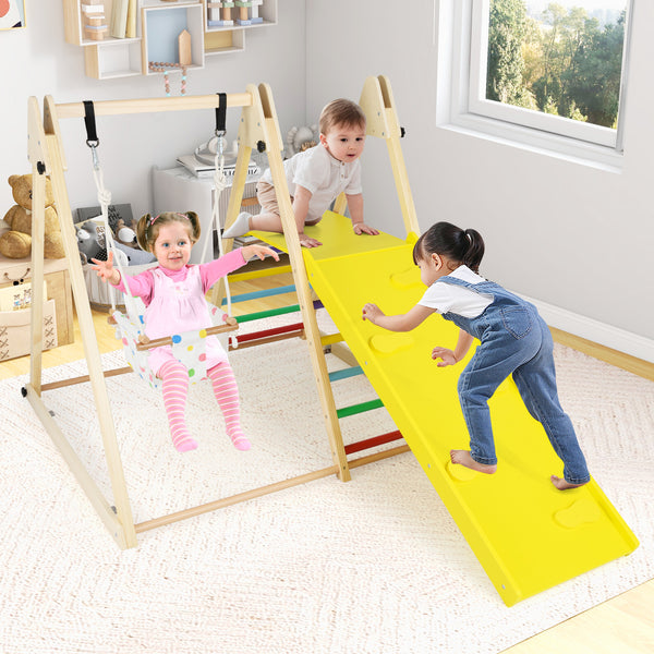 4-in-1 Indoor Jungle Gym, Indoor Playground with Baby Swing