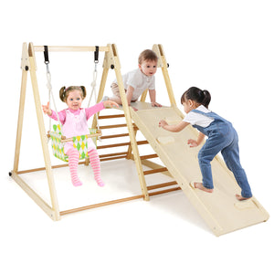 4-in-1 Indoor Jungle Gym, Indoor Playground with Baby Swing