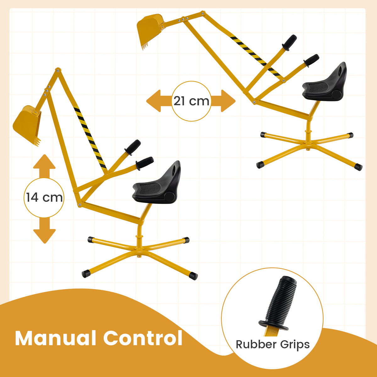 Sand Digger for Kids, Sandbox Toy Digger with 2-Handed Controls & Flexible Shovel