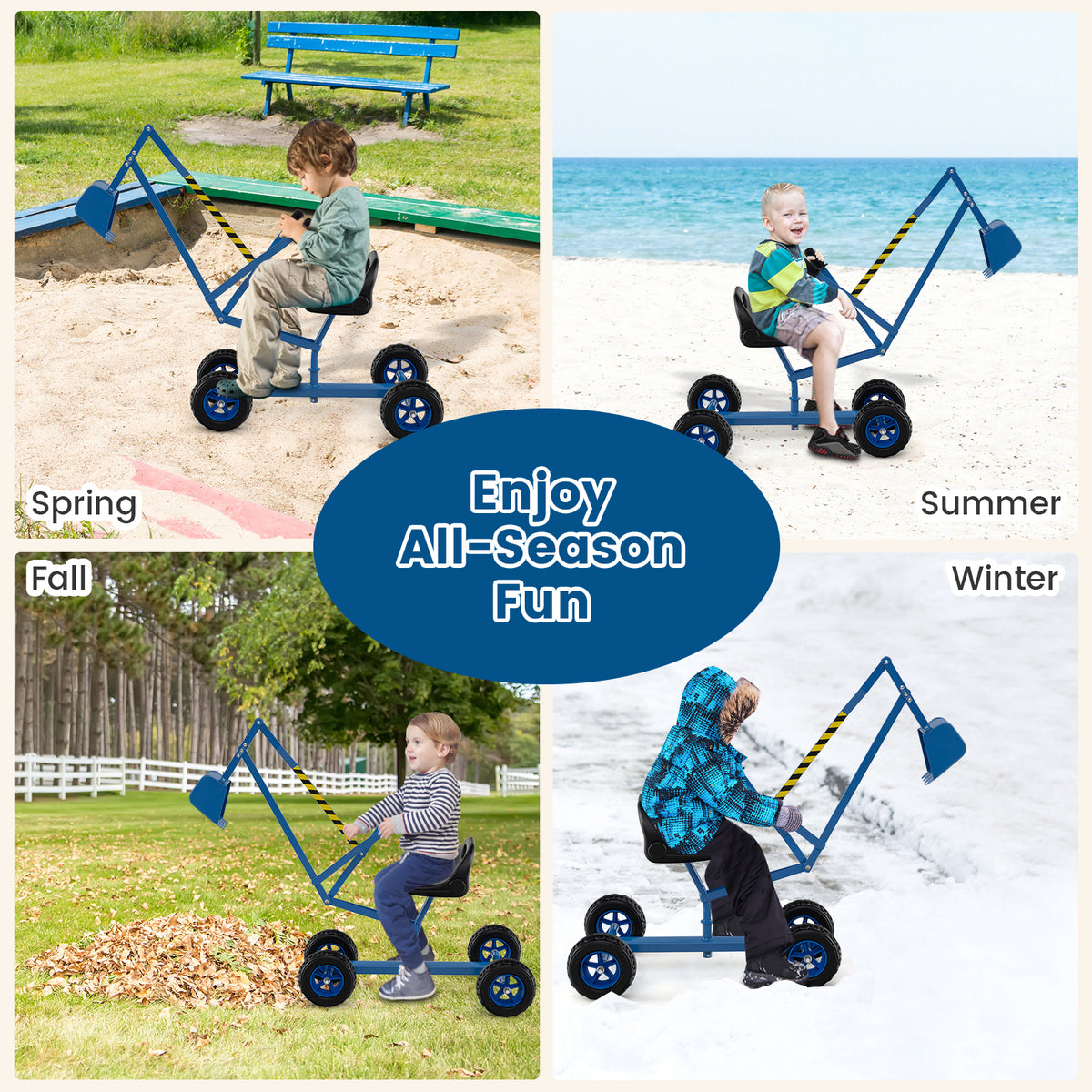 Sandbox Toy Digger w/ 360° Rotatable Function & Ergonomic Backrest