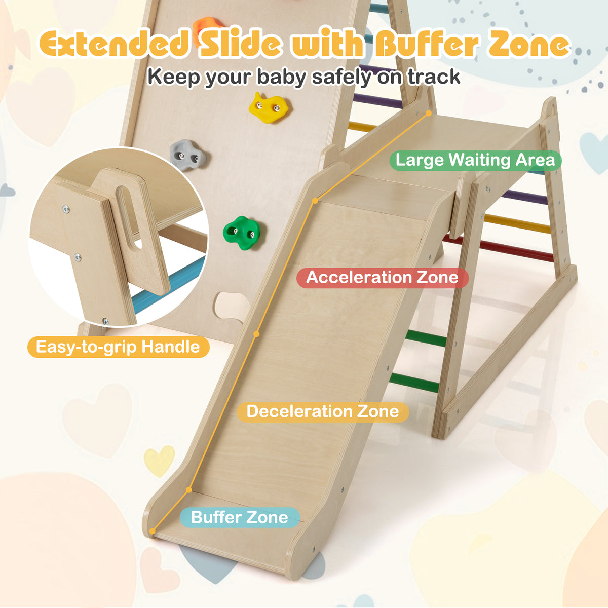 3-In 1 Jungle Gym, Indoor Playground for Toddlers with Extended Slide