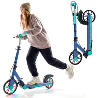 Foldable Scooter with 2 Light-up Wheels and 3-Height Adjustable Handle