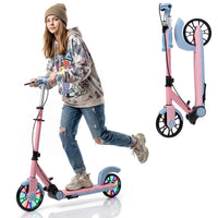 Foldable Scooter with 2 Light-up Wheels and 3-Height Adjustable Handle
