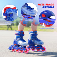Kids Inline Skates with Light Up Wheels and Safety Protection for Beginners