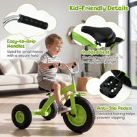 Kids Tricycle, Carbon Steel Toddler Bike Toys with 15 Inch Inflatable Rubber Tires, Adjustable Handlebar & Seat, Ride on Toy for Boys Girls Aged 3+