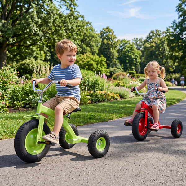 Kids Tricycle, Carbon Steel Toddler Bike Toys with 15 Inch Inflatable Rubber Tires, Adjustable Handlebar & Seat, Ride on Toy for Boys Girls Aged 3+