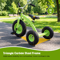 Kids Tricycle, Carbon Steel Toddler Bike Toys with 15 Inch Inflatable Rubber Tires, Adjustable Handlebar & Seat, Ride on Toy for Boys Girls Aged 3+