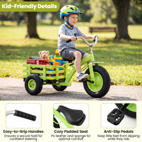 Kids Tricycle with Storage Basket, Carbon Steel Toddler Bike Toys with 15 Inch Inflatable Rubber Tires