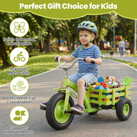 Kids Tricycle with Storage Basket, Carbon Steel Toddler Bike Toys with 15 Inch Inflatable Rubber Tires