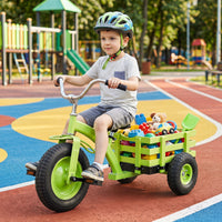 Kids Tricycle with Storage Basket, Carbon Steel Toddler Bike Toys with 15 Inch Inflatable Rubber Tires