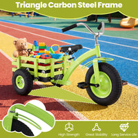 Kids Tricycle with Storage Basket, Carbon Steel Toddler Bike Toys with 15 Inch Inflatable Rubber Tires