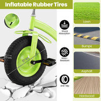 Kids Tricycle with Storage Basket, Carbon Steel Toddler Bike Toys with 15 Inch Inflatable Rubber Tires