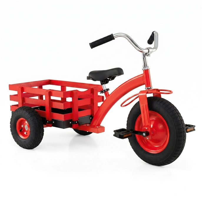 Kids Tricycle with Storage Basket, Carbon Steel Toddler Bike Toys with 15 Inch Inflatable Rubber Tires