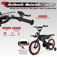 16 Inch Kids Bike Motocross Style with Sound Effects and Light-up Training Wheels