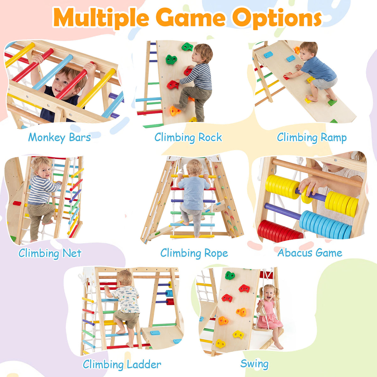Indoor Jungle Gym for Kids, Foldable Climbing Set