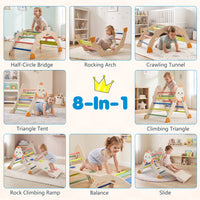 8-in-1 Climbing Toys for Toddlers, Rocket-Themed Foldable Montessori Wooden Arch Climber