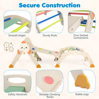 8-in-1 Climbing Toys for Toddlers, Rocket-Themed Foldable Montessori Wooden Arch Climber